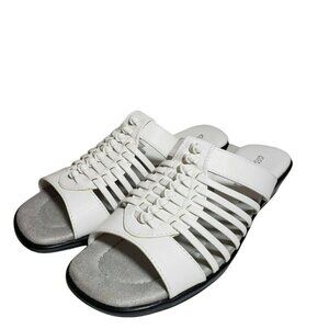 Easy Street Womens Nola White Open Toe Slip On Backless Slide Sandals Size 7.5 N